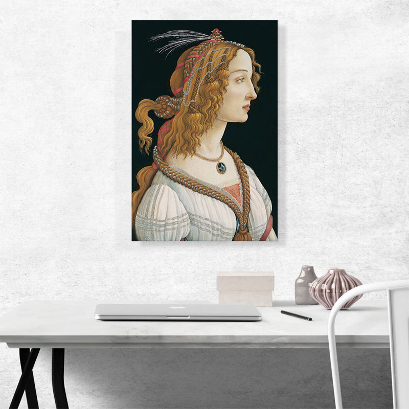 Portrait idéalisé d'une femme, portrait de Simonetta Vespucci - reproduction, H 26 po x l 18 po x P 0,75 po