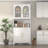 Kitchen Pantry Cabinet With Acrylic Glass Doors, 75" Freestanding Food Pantry With Countertop, Adjustable Shelves, Metal Cabinet For Living, Dining Room, White, Assembly Required