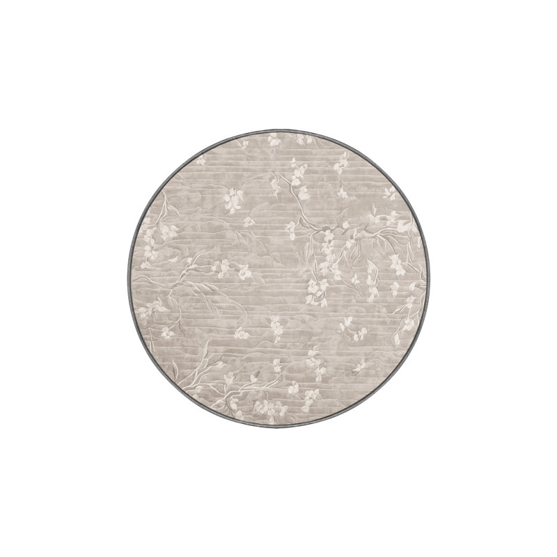 Machine Washable Gray Area Rug, Round 3'