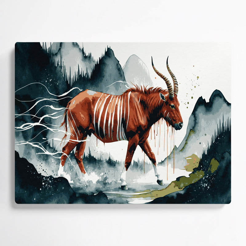 Faune montagne Bongo, art mural en métal noir