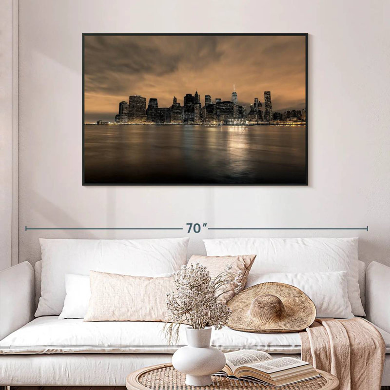 Ah New York, 25 po x 17 po, Cadre flottant noir