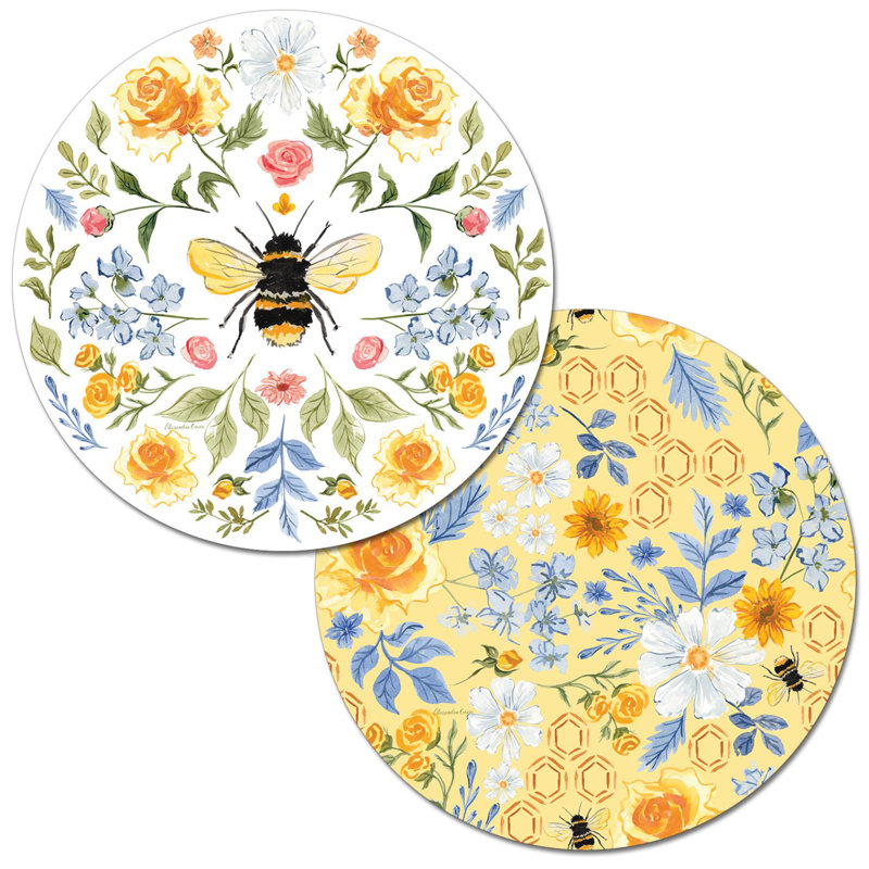 Ensemble de 4 napperons réversibles à motif floral
