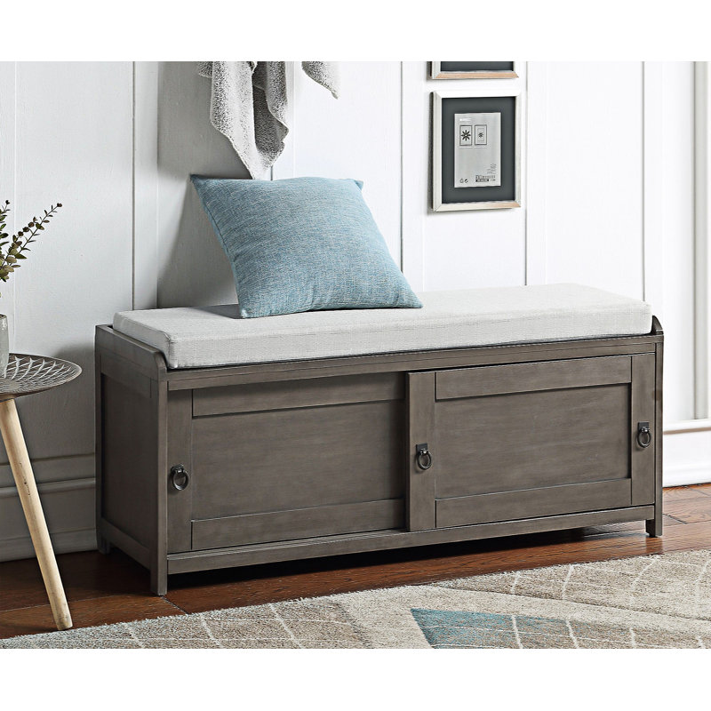Banc avec armoire de rangement, gris