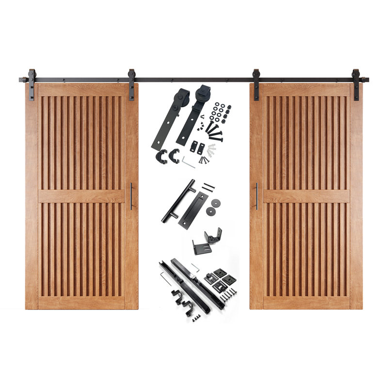 Portes de grange à rayures verticales non assemblées et finies de 26 po x 80 po Homacer Early American, 26 po x 80 po