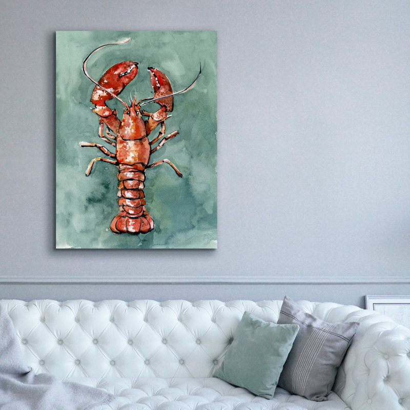  «Aquatic Lobster 2» par Emma Caroline, art mural sur toile, 40 po x 54 po, H 54 po x l 40 po