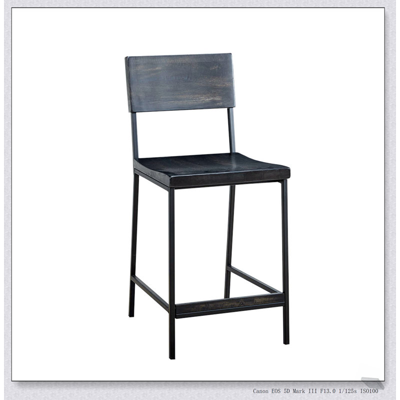 Tabouret de comptoir moderne TACOMA de 24 po avec structure en métal durable et finition en bois, parfait pour la cuisine et les bars.
