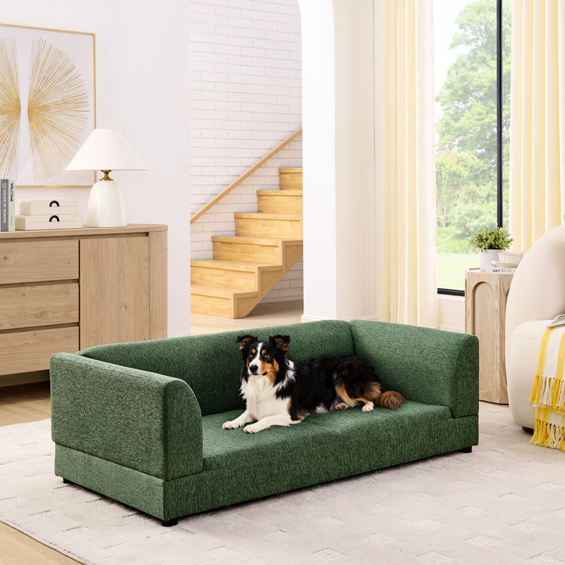 Confort confortable pour les chiens de taille moyenne et grande, olive, surdimensionné, moderne, rectangulaire, coussin moelleux, chiens surdimensionnés de 56,5 po x 26 po x 17 po