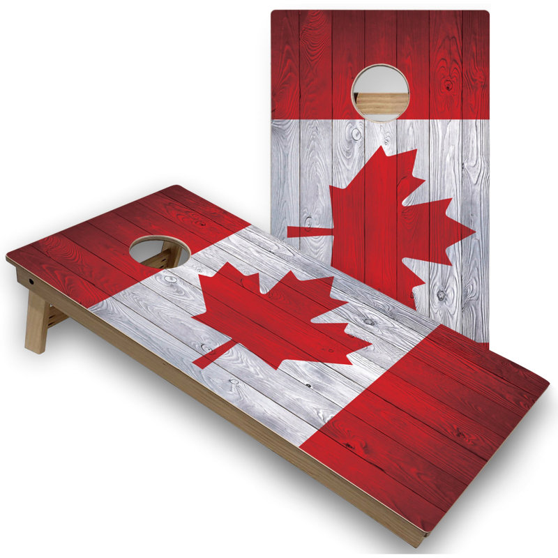 Planches de cornhole 2 'x 4' avec lumières DEL, Drapeau canadien