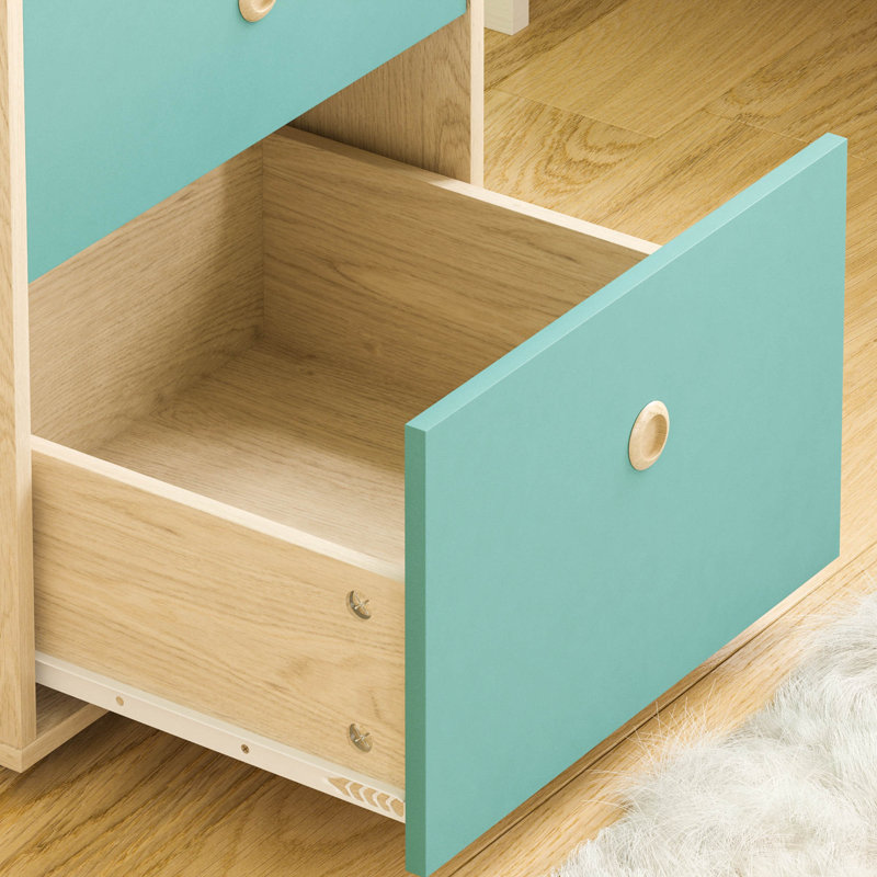 Kayshia 2 Drawer Bedside Table, Blue/Oak