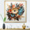«Boho Flowers Bouquet» en bleu et beige sur toile