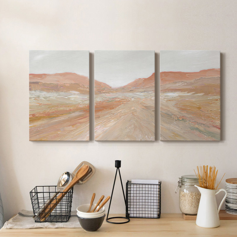Road To Sedona - Toile tendue avec châssis de qualité supérieure - Prêt à être accroché, H 27 po x l 54 po x P 1 po