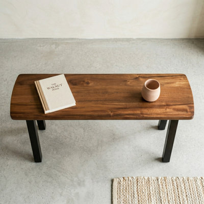 Solid Walnut Console Table with Metal Legs