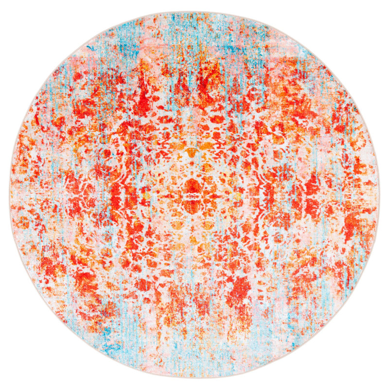 Whaleyville Performance Machine Washable Abstract Rug, Round 6'7"