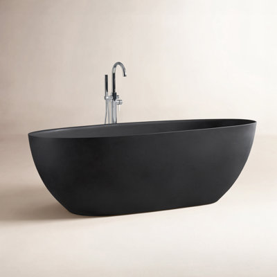 65" Freestanding Solid Surface Soaking Bathtub