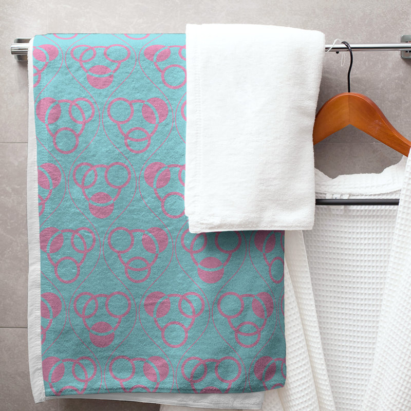 Jordao Bath Towel, Teal/Pink