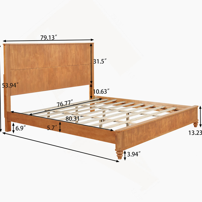 3-Piece Bedroom Set With A Bed And 2 Nightstands, Natural, King