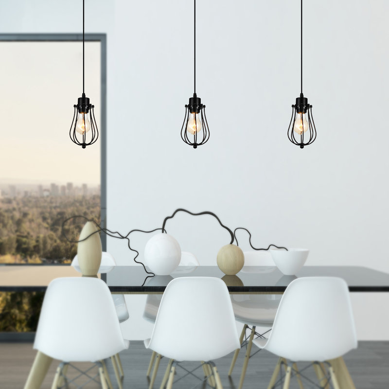 Mini-luminaire suspendu 1 lumière avec finition noire