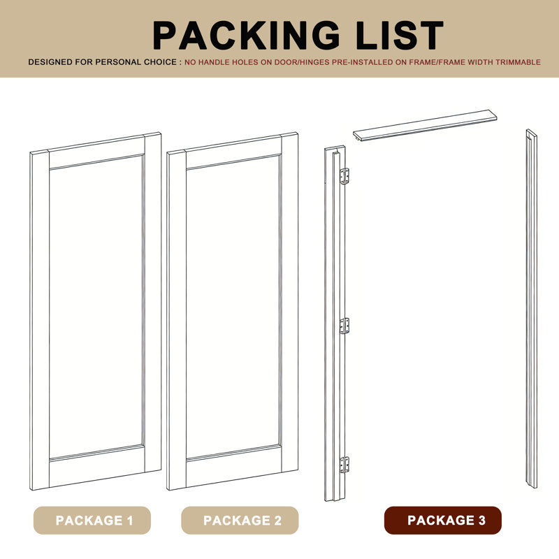Porte intérieure double avec cadre assorti et porte de garde-manger en verre givré blanc 1 Lite, 56" x 80"
