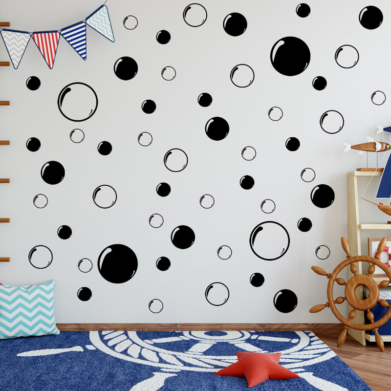 Ensemble de 52 décalcomanies murales pour salle de bain 52 pièces, Noir