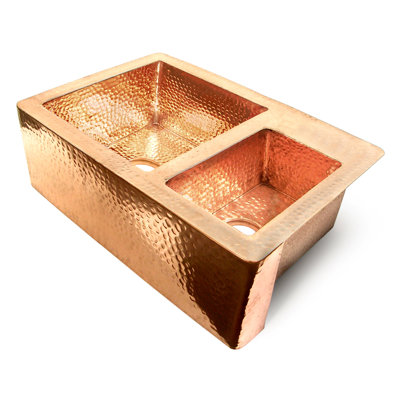 36'' L Double Bowl Copper Kitchen Sink