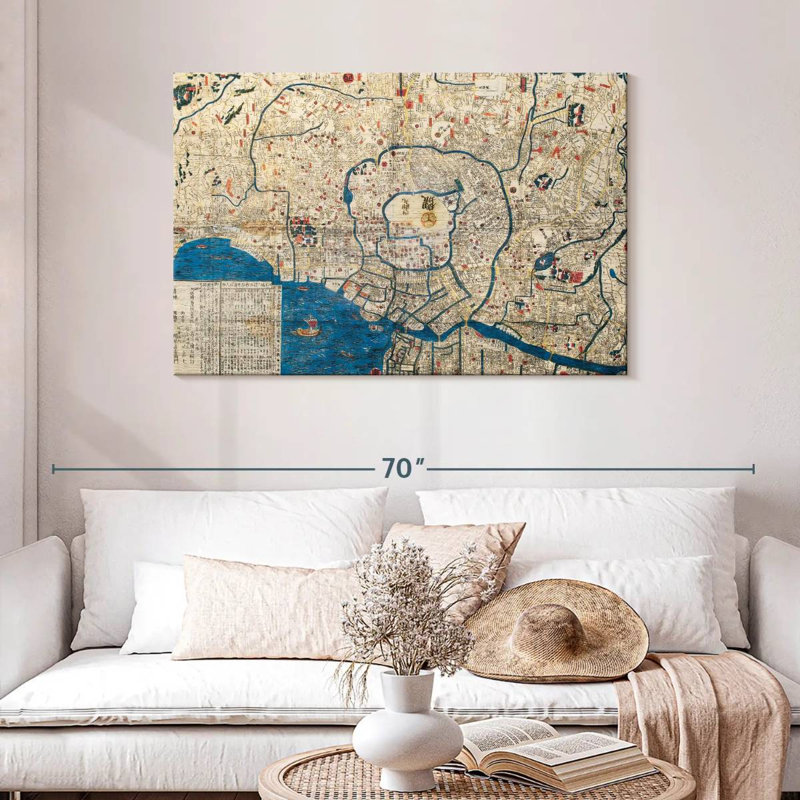 Aliaz Old Tokyo Map, 30" H x 45" W