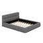 Lit plateforme au sol avec tissu en lin et lattes robustes de soutien-700376749