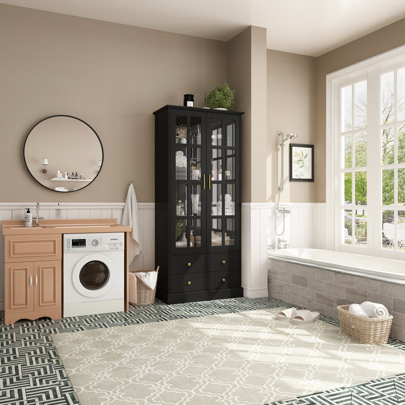 Siouxie Freestanding Linen Cabinet, Black
