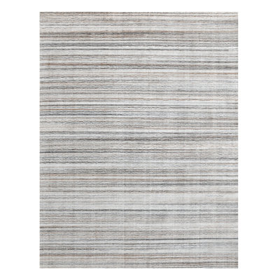 8' X 10' Beige and Gray Wool Blend Abstract Lines Hand Loomed Area Rug