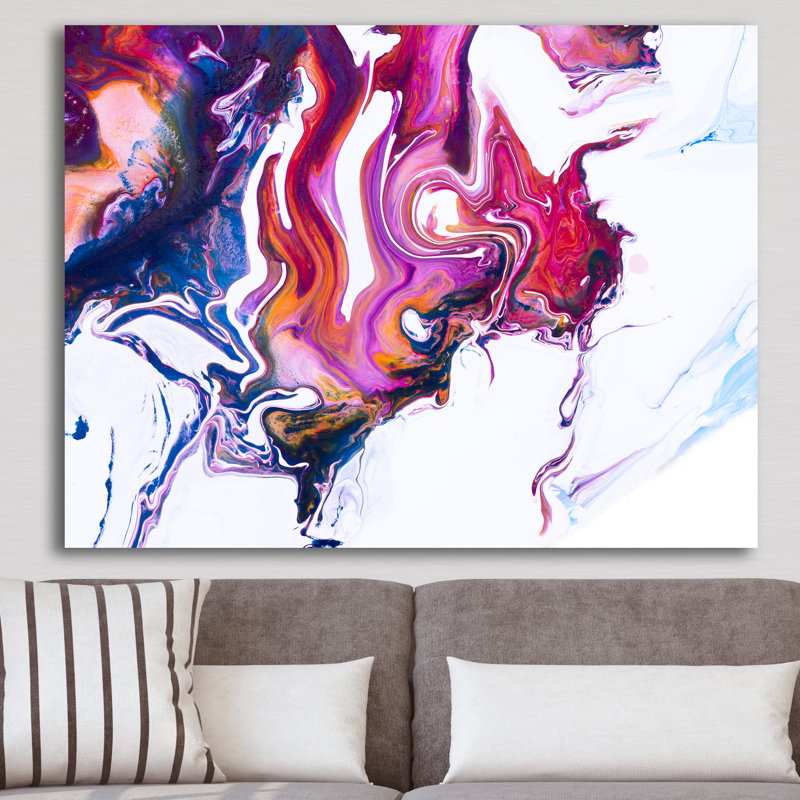 Composition marbre « mauve, Rose et bleu »-impression sur toile, H 24 po x l 32 po x P 1 po