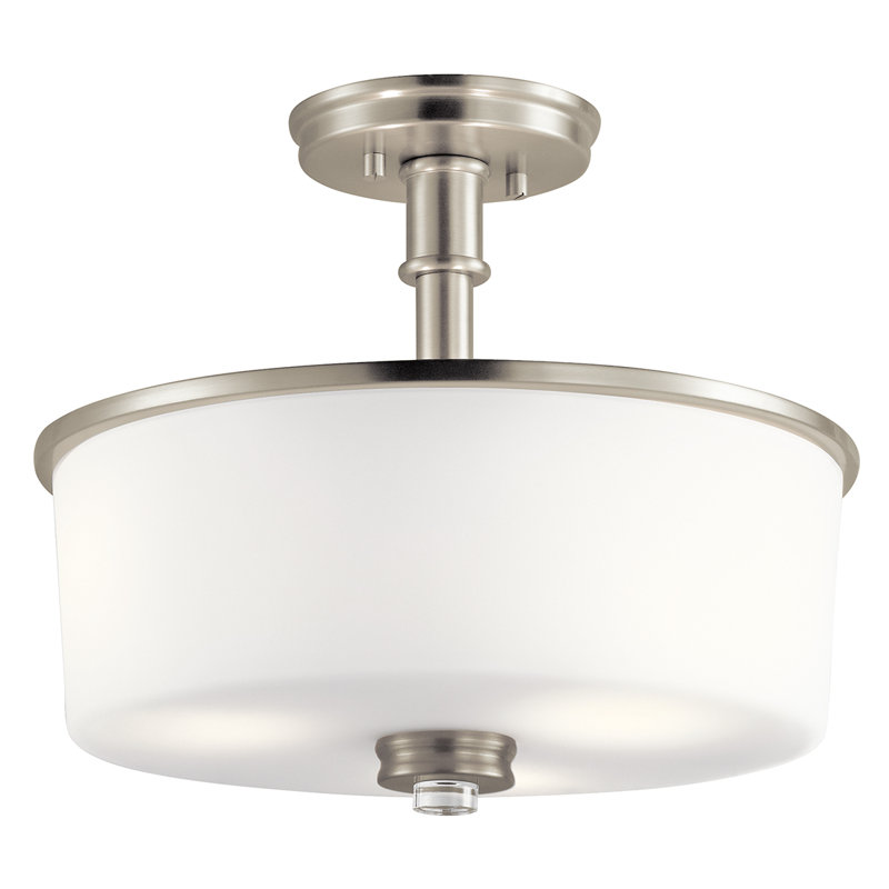 Bourdeau Glass Semi Flush Mount, Brushed Nickel, No