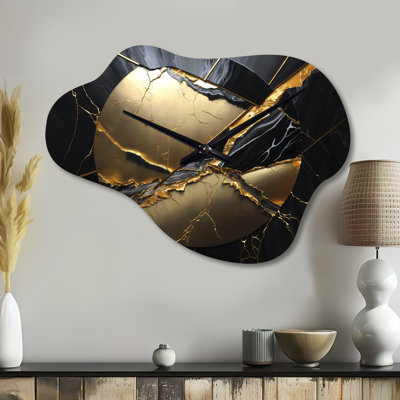 Horloge murale en métal Magni Abstract Geode Gold III - marbre