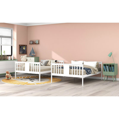 Lit double superposé blanc, bois massif, fonctionnel pour lit de chambre à coucher avec, blanc, meubles