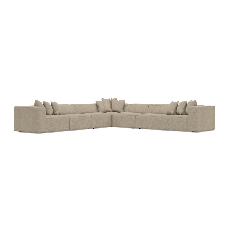 Bliss Sectional, Light Beige Polyester, 28" H x 160.5" W x 160.5" D