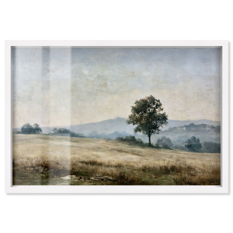«Amber Fields III Shadowbox» par Cabezas, 21" H x 31" W, Cadre blanc