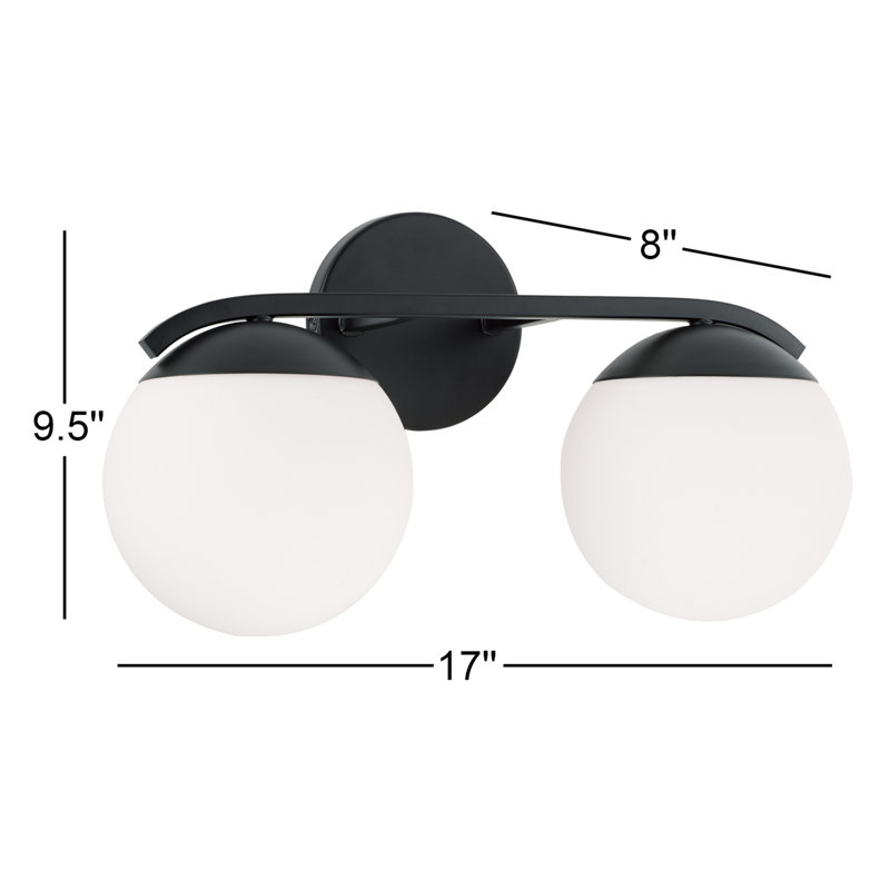 2 - Light Dimmable Vanity Light, Matte Black
