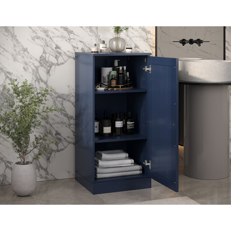 100% Solid Wood Short Narrow Bathroom Linen Cabinet with Door, Adjustable Shelves, Modular Bathroom & Laundry Storage Cabinet, 16.5" W x 35.75" H