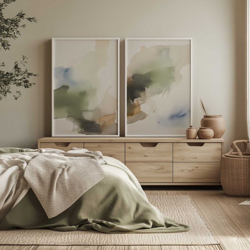«Tranquil Earth Reverie», ensemble de 2 impressions, Noir satiné, H 25 po x l 38 po