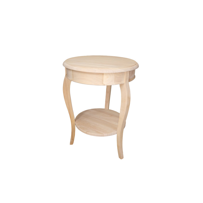 Table de bout à 3 pieds en bois massif avec rangement Clavier, Beige