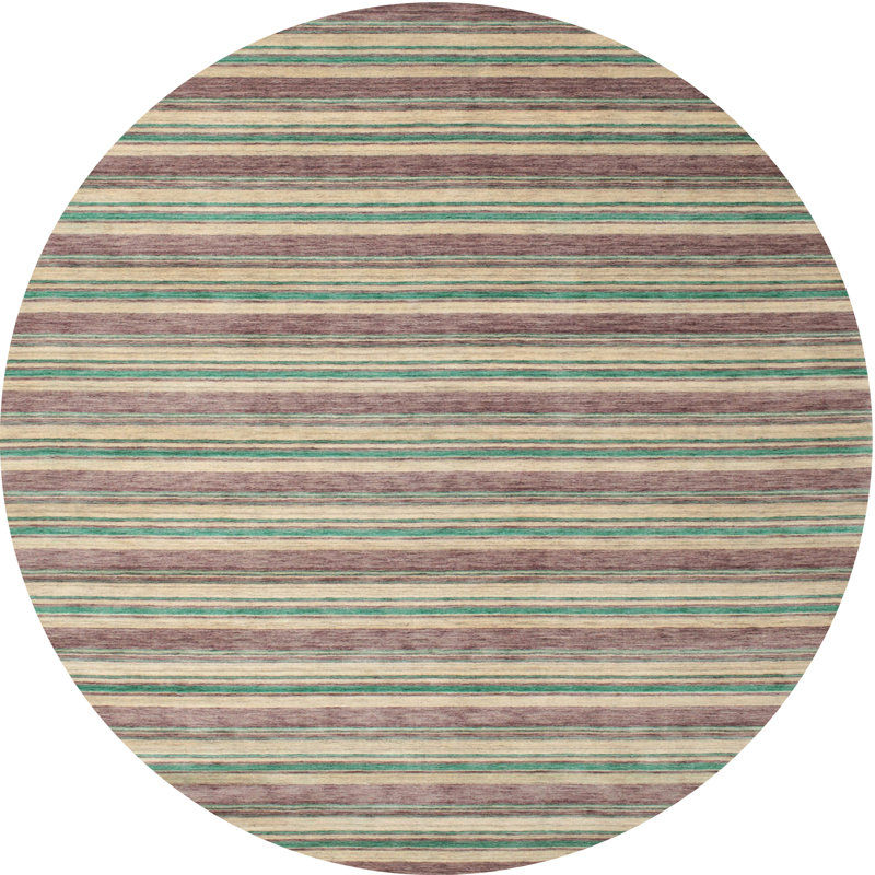 Tapis contemporain gris, Rond 7 pi x 7 pi