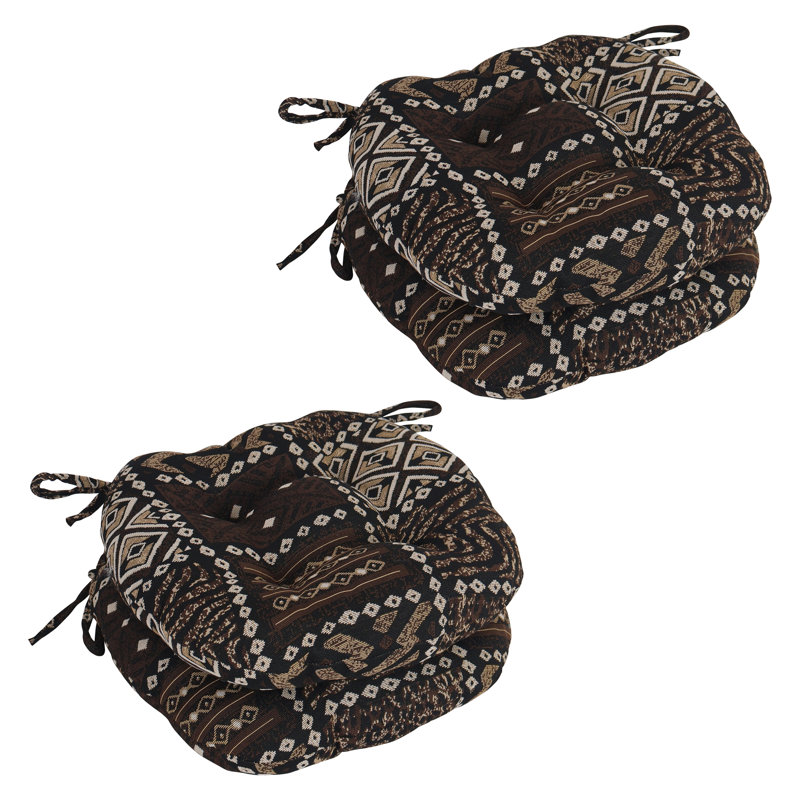 16-Inch Round Woven Tapestry Tufted Chair Cushions (Set Of 4)