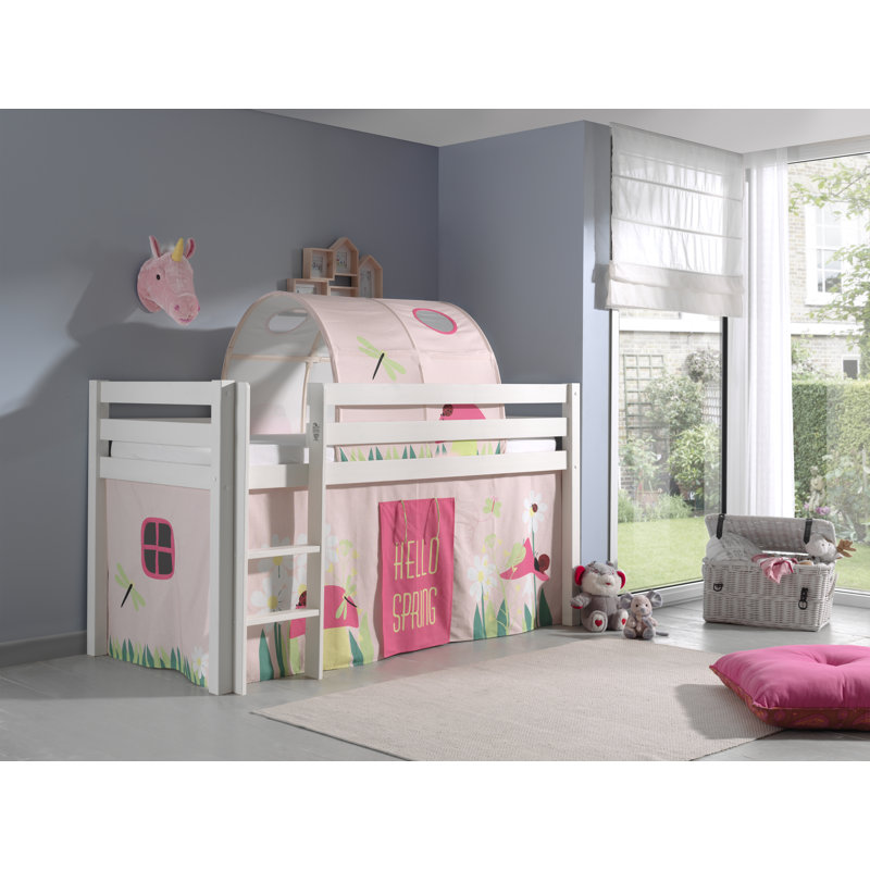 Escalera European Single (90 x 200cm) Mid Sleeper Loft Bed Bed by Vipack, White, Standard