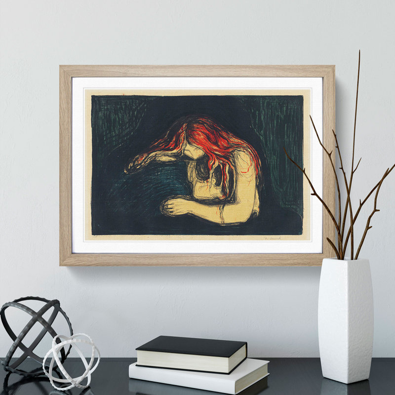 The Vampire Vol.2 by Edvard Munch - Picture Frame Painting, Oak Framed, 48cm H x 65cm W x 2cm D