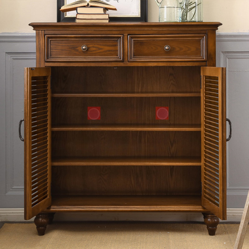 Brown Solid Wood Shoe Storage Bench