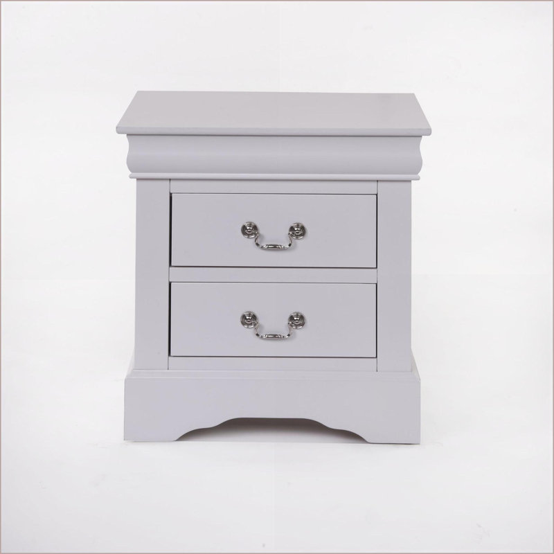 Table de chevet moderne à 2 tiroirs pour le rangement dans la chambre à coucher, Blanc