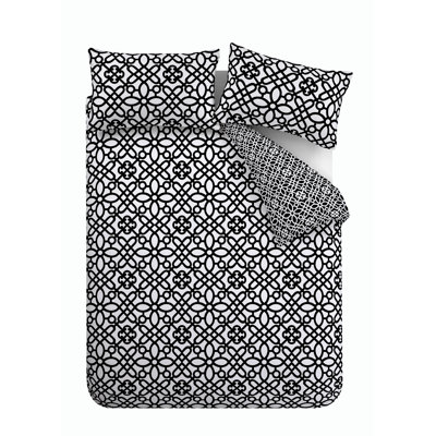 Medina Trellis Black/White Reversible Duvet Cover Set