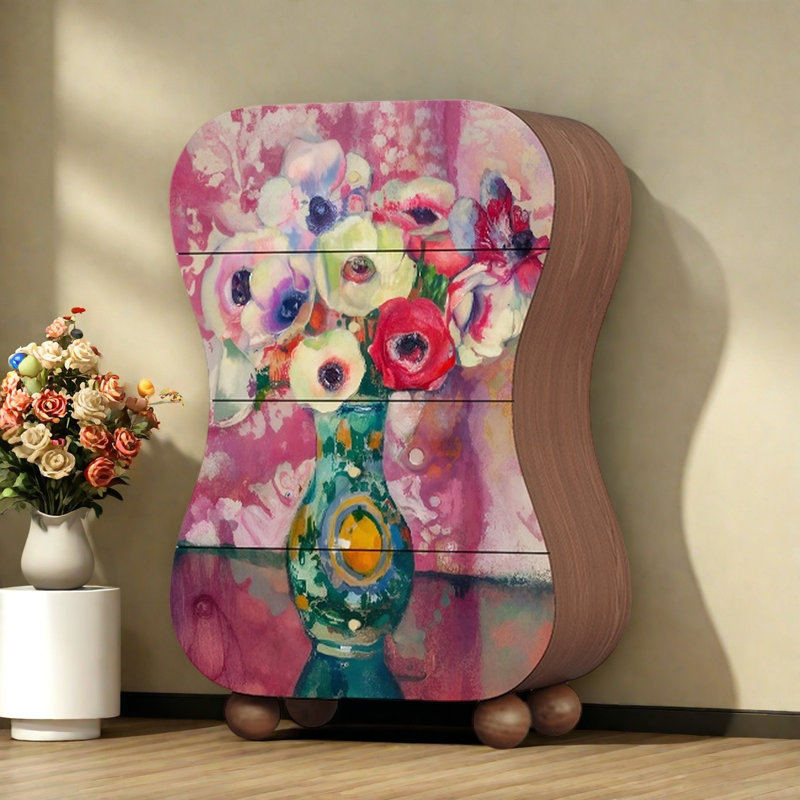 Commode d'appoint de rangement moderne à quatre tiroirs, Noyer