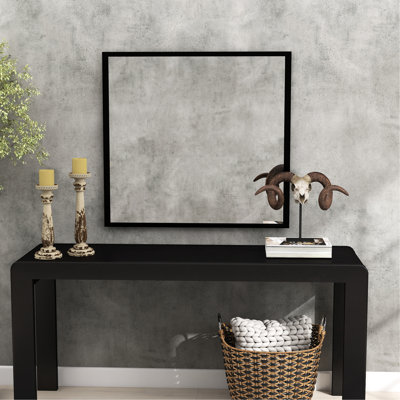 32 - Inch Square Black Aluminum Wall Mounted Bathroom Mirror, Ample Reflection Space, Frame, Timeless Design, Easy Installation Process Large Surface