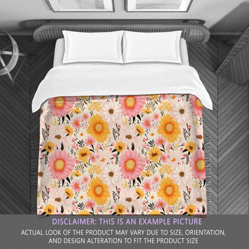 Polyester Floral Comforter, King Comforter, Pink/Yellow