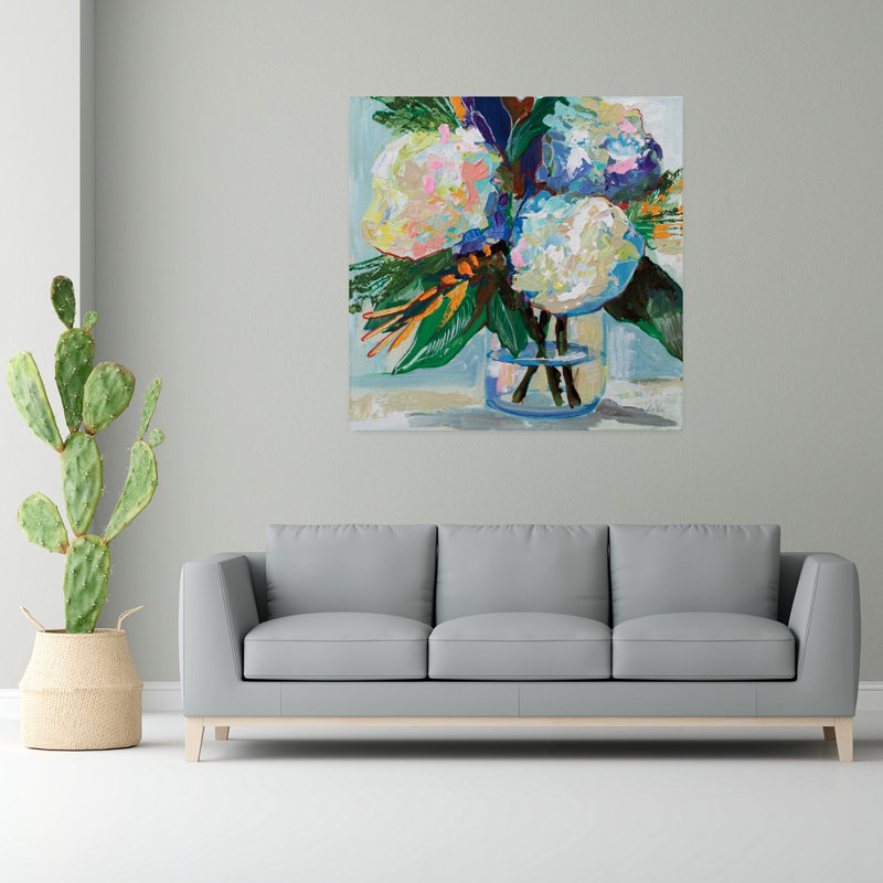 Courtesy, fleur d'hortensia contemporaine, H 48 po x l 48 po