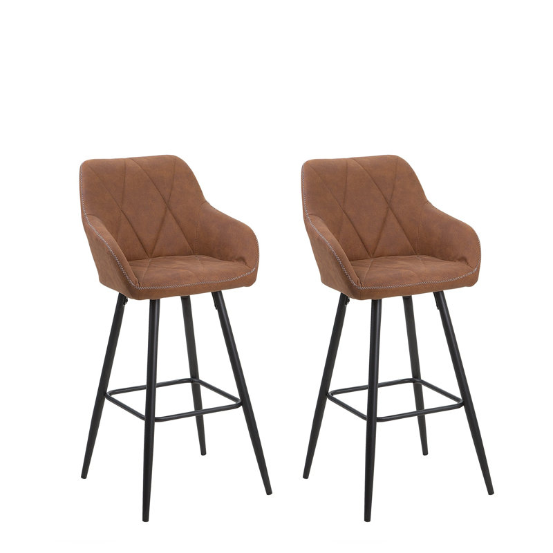 Maxman Upholstered Counter Stool with Metal Frame, Brown